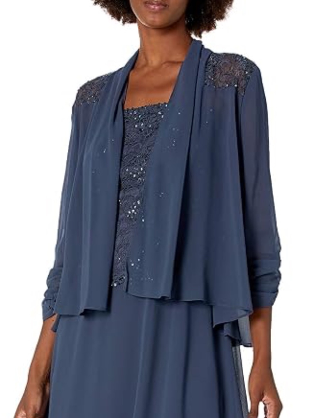 EMMA STREET TWO PIECE CHARCOAL BEADED CHIFFON DRESS SIZE 12